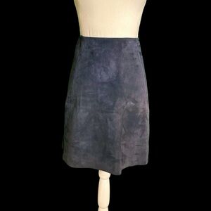 NWT JOSEPH ‘Janet Suede Velour Eola’ Genuine Lambskin Navy Blue Mini Skirt SZ 4